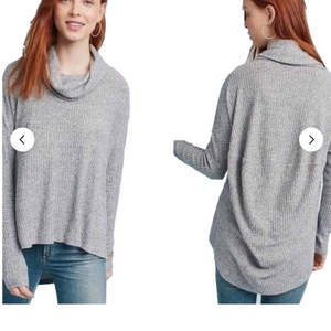 SATURDAY SUNDAY Anthropologie Women XS/S Grey Ribbed‎ So Soft Turtleneck Sweater
